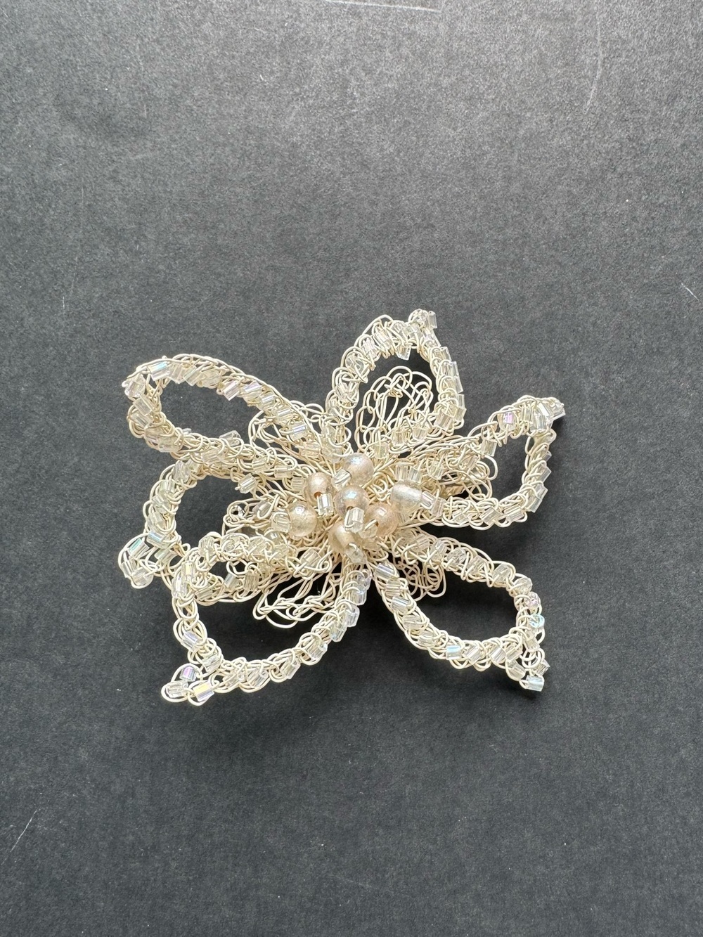Lisa Toland crochet metal brooche